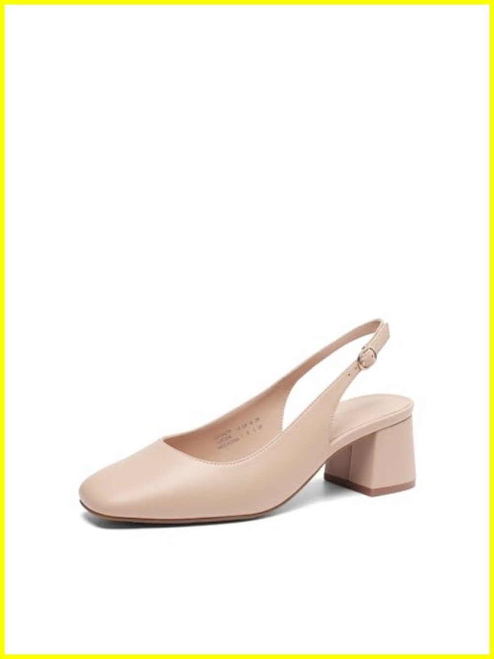 Women's Slingback Block Heel Square Toe Faux Leather Pumps